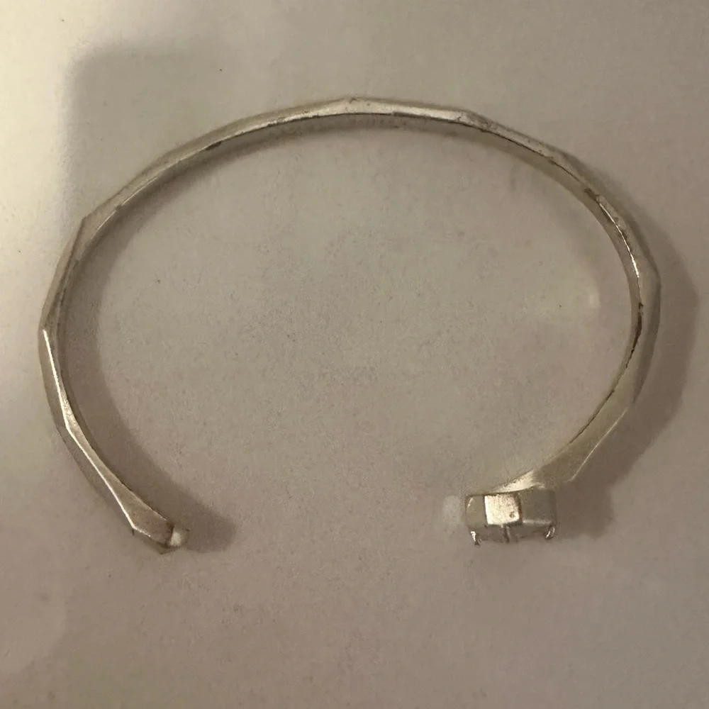 Kendra Scott Blake Bracelet Iridescent Drusy and Silver Pinch Cuff